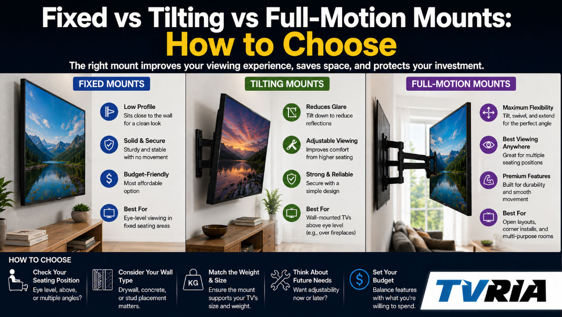 Fixed vs Tilting vs Full-Motion Mounts